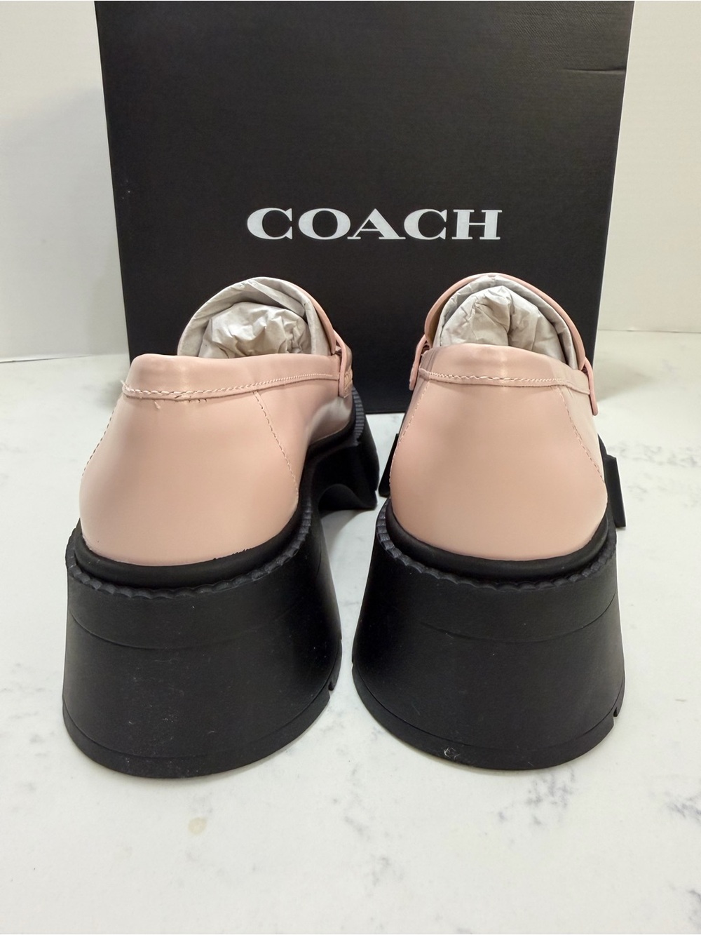 Coach Pink Leather Chunky Sole Loafers - Picture 5 of 8